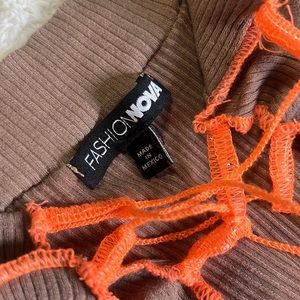 Mocha/ combo fashion nova jumpsuit